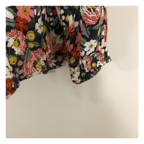 Loft Women Floral Loop Button Tie Front Boho Peasant Blouse Top Size S - Picture 6 of 9